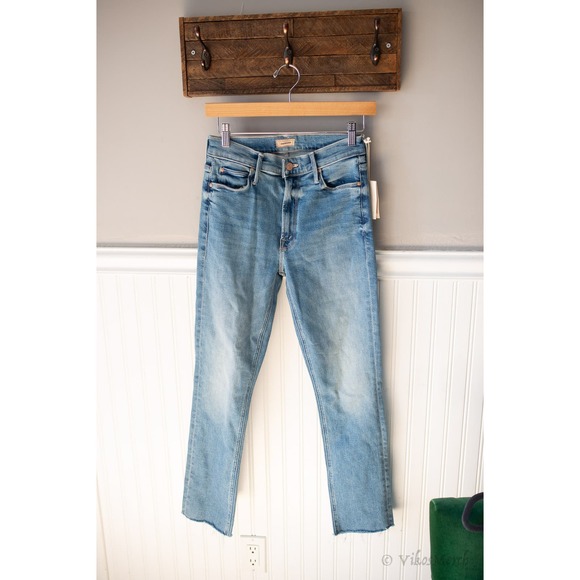 Mother The Mid Rise Dazzler Ankle Fray Jeans Riding The Cliffside 27 NWT - Picture 2 of 5